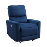 Modern Living Room 1pc Power Rocker Reclining Chair Blue Velvet Upholstery Solid Wood Frame Luxury B011P204080