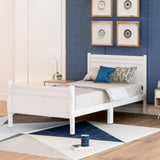 Wood Platform Bed Twin Bed Frame Mattress Foundation Sleigh Bed with Headboard/Footboard/Wood Slat WF192439AAK