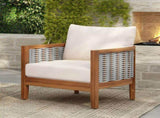 Outdoor Unique Tub Design Armchair Woven Rope, Patio Furniture Acacia Wood Chair, Deep Seating N780P245859G