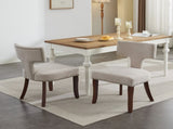 Mid Century Modern Dining Chairs Set of 2, Farmhouse Linen Fabric Upholstered Accent Chair Curved W1143P186366