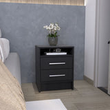 Nightstand 23.6" H, with 2 Drawers and 1 Shelf, Black B097P250851