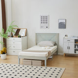 Twin Size Solid Wood Platform Bed Frame with Headboard Gray Wash 79929516