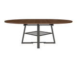 47 Inch Extendable Round Dining Table for 4-8 with Storage, Walnut Finish Circle Dining Table with 25685087