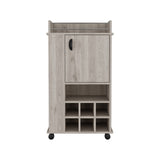 Fargo Bar Cart with Cabinet, 6 Built-in Wine Rack and Casters B200P188865