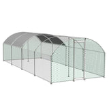 ZNTS 26'x9'x6'Large Metal Chicken Coop,Walk-in Poultry Cage,Chicken Run with Waterproof Cover,Outdoor 97259281