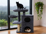 Dark Gray 33.5" Multi-Level Cat Tree with 2-Tier Condo, Sisal Scratching Posts & Anti-Toppling 77833492