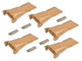 5 Pack V23SYL Dirt Teeth V Style Bucket Tooth with V23PN Flex Pins Yellow Fit for Backhoe Loader 60942739
