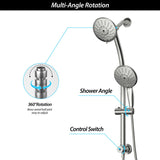 5" Multi Function Dual Shower Head, with Adjustable Slide Bar,Chrome W124381489