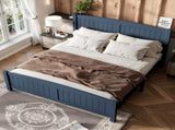 King Size Platform Bed, Solid Wood Platform Bed with Support Slats and Strong Structure, No Box W1580P542617