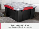 (2 pack) 8.5 Gallon WaterProof Plastic Storage Bin with Lid, Gasket Seal and Durable Latches, Black 00475432