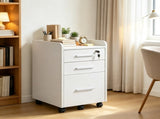 White 3 Drawer Mobile File Cabinet for Office Document Organization, Lockable, Edged Top, Rolling 49986537
