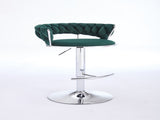 Set of 2 Bar Stools,with Chrome Footrest and Base Swivel Height Adjustable Mechanical Lifting Velvet 59075110