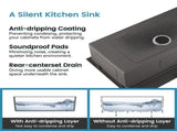 Kitchen Sink 33"x19" Multifunctional undermount Flying Rain Waterfall S304 Stainless Steel Handmade T3177P286046