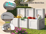 80 Gallon Extra Large Outdoor Deck Box Waterproof PP Storage Box with Lockable Lid-Gray 80839366