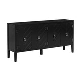 U_STYLE Four-Door Sideboard with Geometric Line Patterns and Vintage Metal Handles for Timeless N711P178748B