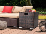 40*40*57cm Iron Frame Gas Bottle Storage Rattan Side Table Brown Gradient 89026297