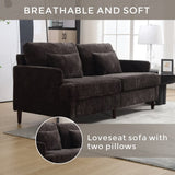 COOLMORE Mid Century Modern chenille Fabric Loveseat sofa, 2-Seat Upholstered Loveseat Sofa Modern W395P151900