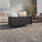 Shan 15" High Minimalistic Coffe Table with Pull Down Cabinet and Open Shelf Black B070P254759