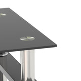 1-Piece Modern Tempered Glass Tea Table Coffee Table End Table, Square Table for Living Room, Black W241104204