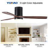 52" Intergrated LED Ceiling Fan Lighting with Solid Wood Blade W1367P171086