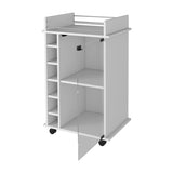 Vegas Bar Cart, Two Tier Cabinet With Glass Door, Six Cubbies For Liquor B128P176147