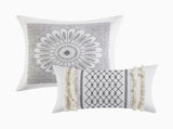 Cotton Printed Comforter Set with Chenille Gray King/Cal King B035128799