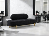With Backrest, Gold Legs, Chenille Waiting Chair, 140*50*80cm, Black 28082880