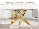 37Inch Round Dining Table, Small Round Kitchen Table With Golden Metal Legs, Suitable For 2 To 4 W3357P395498