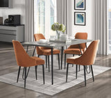 ZNTS Modern Sleek Design Velvet Fabric Orange Side Chair Set of 2 Black Finish Metal Legs Dining B011134424