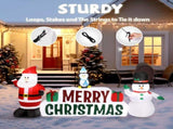 9.8 FT Lighted Inflatable Decoration, Inflatable Santa Claus and Snowman Holding Merry 08015417