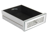 3-Drawer Modern Style Diamond-Embellished Computer Desk MDF with Mirror Finish 42*15*29.92in Silver 99489449