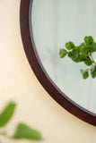 20" x 20" Circle Wall Mirror with Wooden Frame and Walnut Finish,Wall Mirror for Living Dining W2078124339