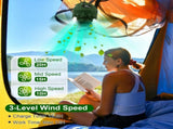 3-in-1 Camping Fan with LED Lantern, Portable Hanging Tent Fan 3 Speed Wind, Timer Function & Power 50029863