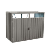 Garbage Bin Shed Stores 2 Trash Cans Metal Outdoor Bin Shed for Garbage Storage,Stainless Galvanized W540133888