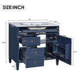 36'' Bathroom Vanity with Top Sink, Modern Bathroom Storage Cabinet with 2 Drawers and a Tip-out N710P230246C