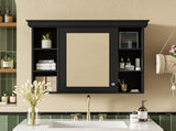 35'' x 28'' Black Wall Mounted Bathroom Storage with Mirror Door, Modern Bathroom Wall N710P196545B