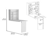 Wall Foldable Table with Multiple Shelves, White B097133224