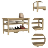 Light Oak 2-Shelf Rectangle Storage Bench B06280611