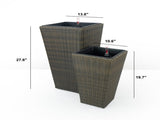 2-Pack Self-watering Planter - Hand Woven Wicker - Square - Expresso B046P144638