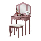 ZNTS Wooden Vanity Make Up Table and Stool Set, Rose ld 71086315