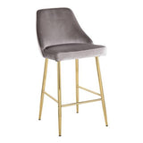Marcel Contemporary/Glam Counter Stool in Gold Metal and Silver Velvet by LumiSource - Set of 2 B202P221783