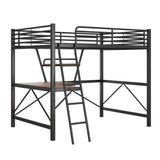 ZNTS Full Size Loft Metal&MDF Bed with Desk and Shelf, Black 26455589