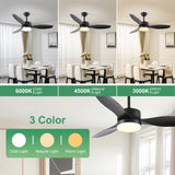 ZNTS 52 inch Indoor/Outdoor Ceiling Fan with LED Select Light Kit - Black 22880690