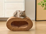 Handwoven Cat Cave House - Indoor Kitten Bed with Double-Sided Seasonal Mats, Sturdy Pet House for 91509379