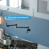 Pot Filler Faucet - Wall Mount Kitchen Sink Faucet Folding Stretchable with Single Hole Two Handles, W1243P262651