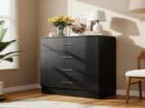 4-Drawer Particleboard Drawer Cabinet with Textured Melamine Finish 25.98*12.99*28.74in Black 26794048