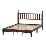 ZNTS Queen Size Wood Platform Bed with Gourd Shaped Headboard,Retro Style Platform Bed with Wooden Slat N733P206242D