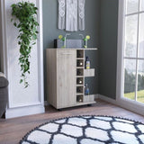 Bar Cart, Two External Shelves, Four Casters, Six Built-in Wine Rack, Single Door Cabinet -Light B07091826