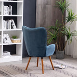 ZNTS Doarnin Contemporary Silky Velvet Tufted Button Back Accent Chair, Blue T2574P164266