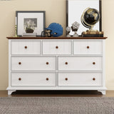 Wooden Captain Seven-Drawer Dresser for Bedroom, Living Room, Kids' Room, WhiteWalnut WF317050AAK
